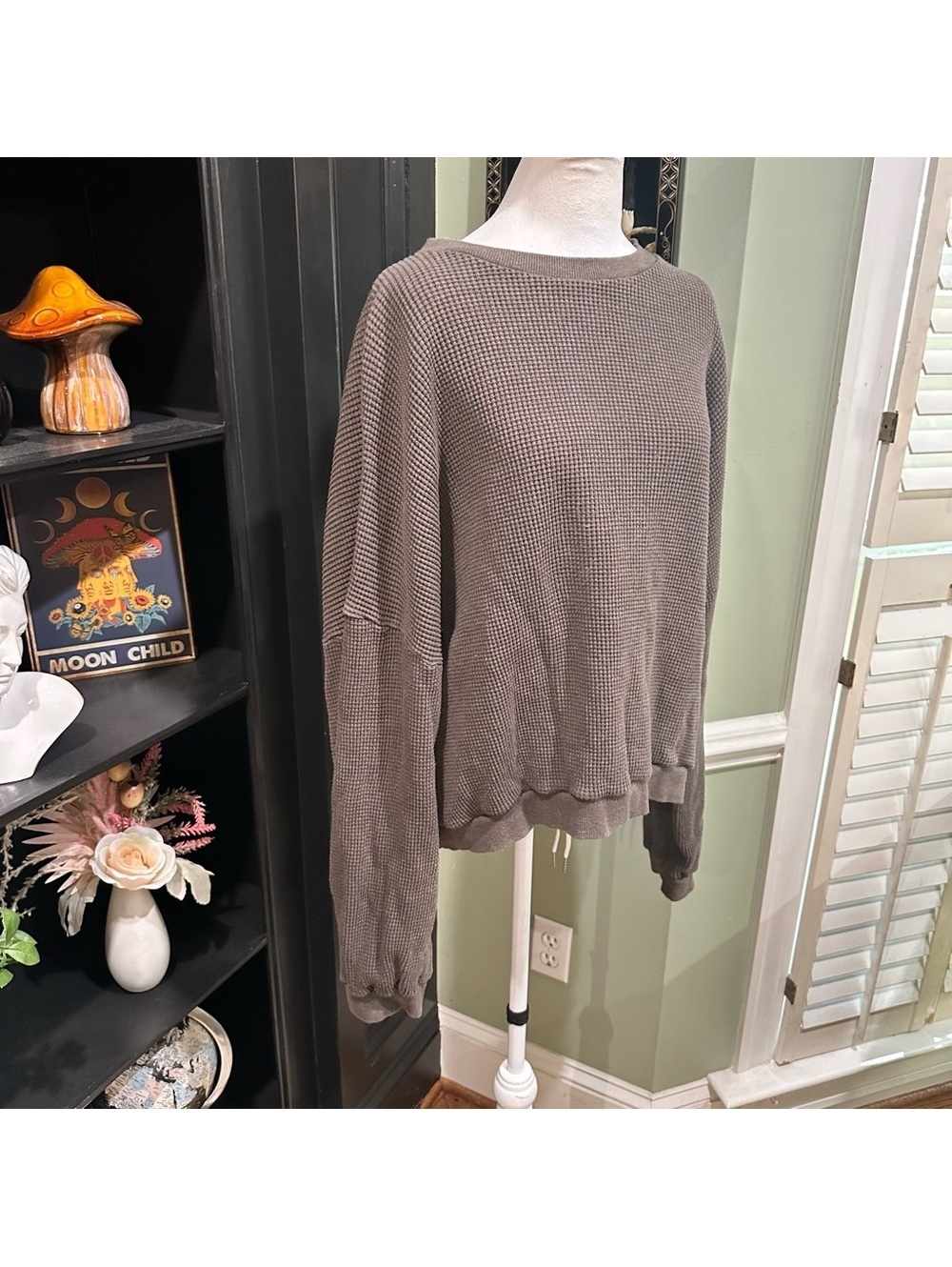 VISUS Brown Waffle Knit Pullover Sweatshirt Top – Size XS/S – Ethically Made